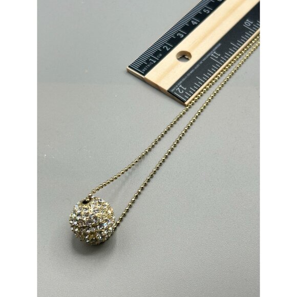 Rhinestones Bead Necklace Sliding Single Bead on Ball Chain Gold Tone Metal - Picture 8 of 8